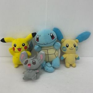 Pokemon Tomy Nintendo Multicolor Stuffed Animal Squirtle Yellow Gray Pikachu Lot